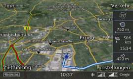 Google Earth with Traffic information online via LTE 