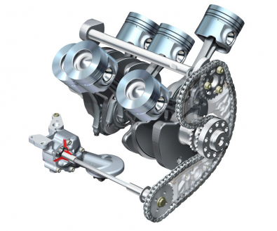 V6 gasoline engines: the balance shaft rotates in the inside V
