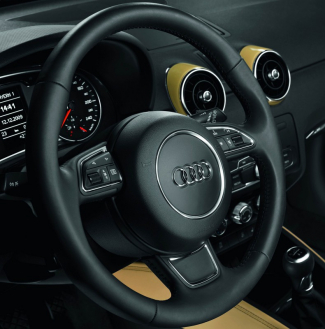 Multifunction steering wheel in the Audi A1: buttons and paddles for simple operation