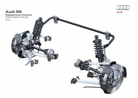 Extremely responsive: double-wishbone rear suspension in the Audi R8